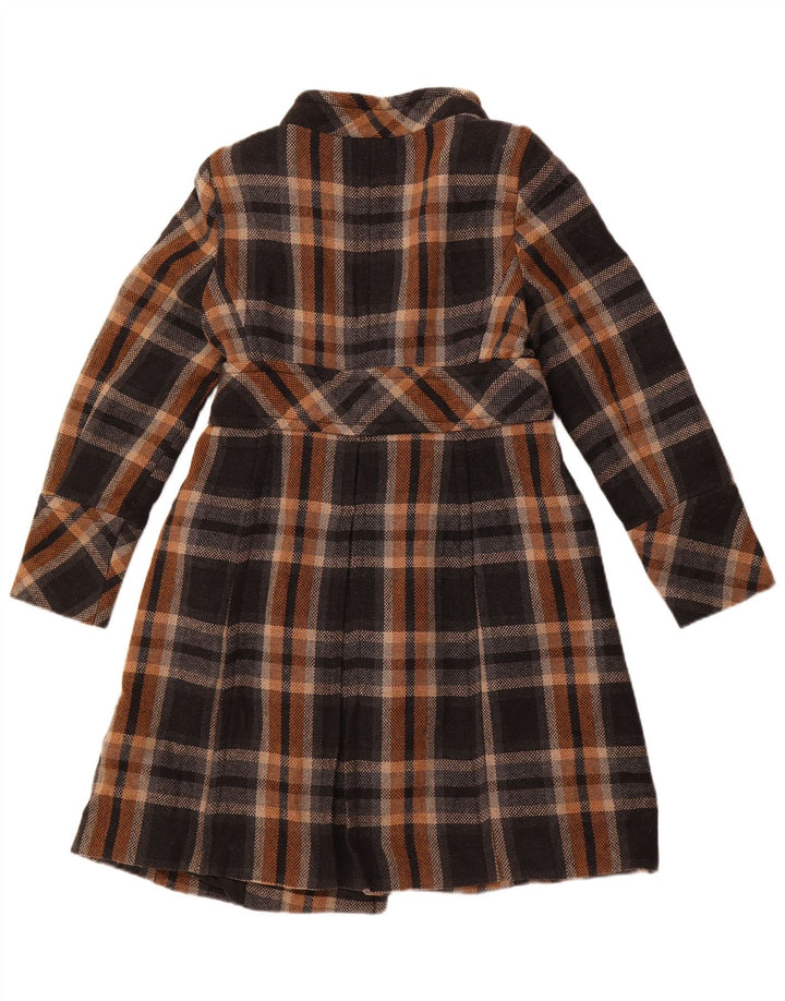 Damski płaszcz dwurzędowy ZARA UK 14, duży, akrylowy, w czarną kratę