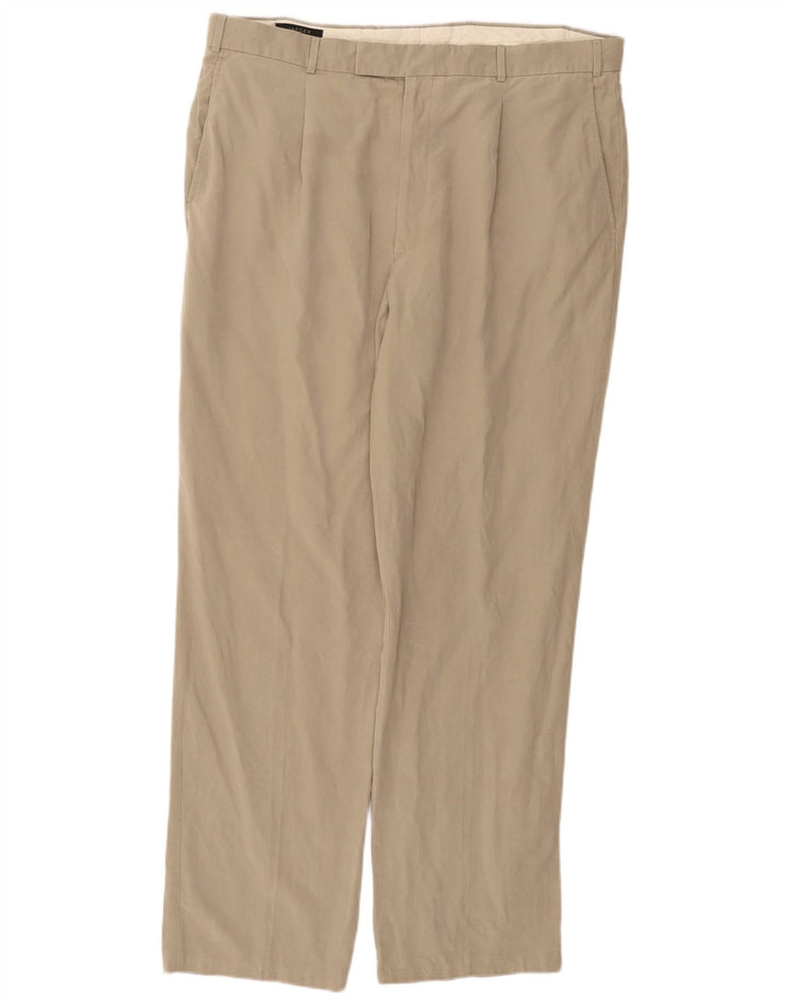 Męskie proste spodnie chino JAEGER W36 L30 Khaki Lyocell