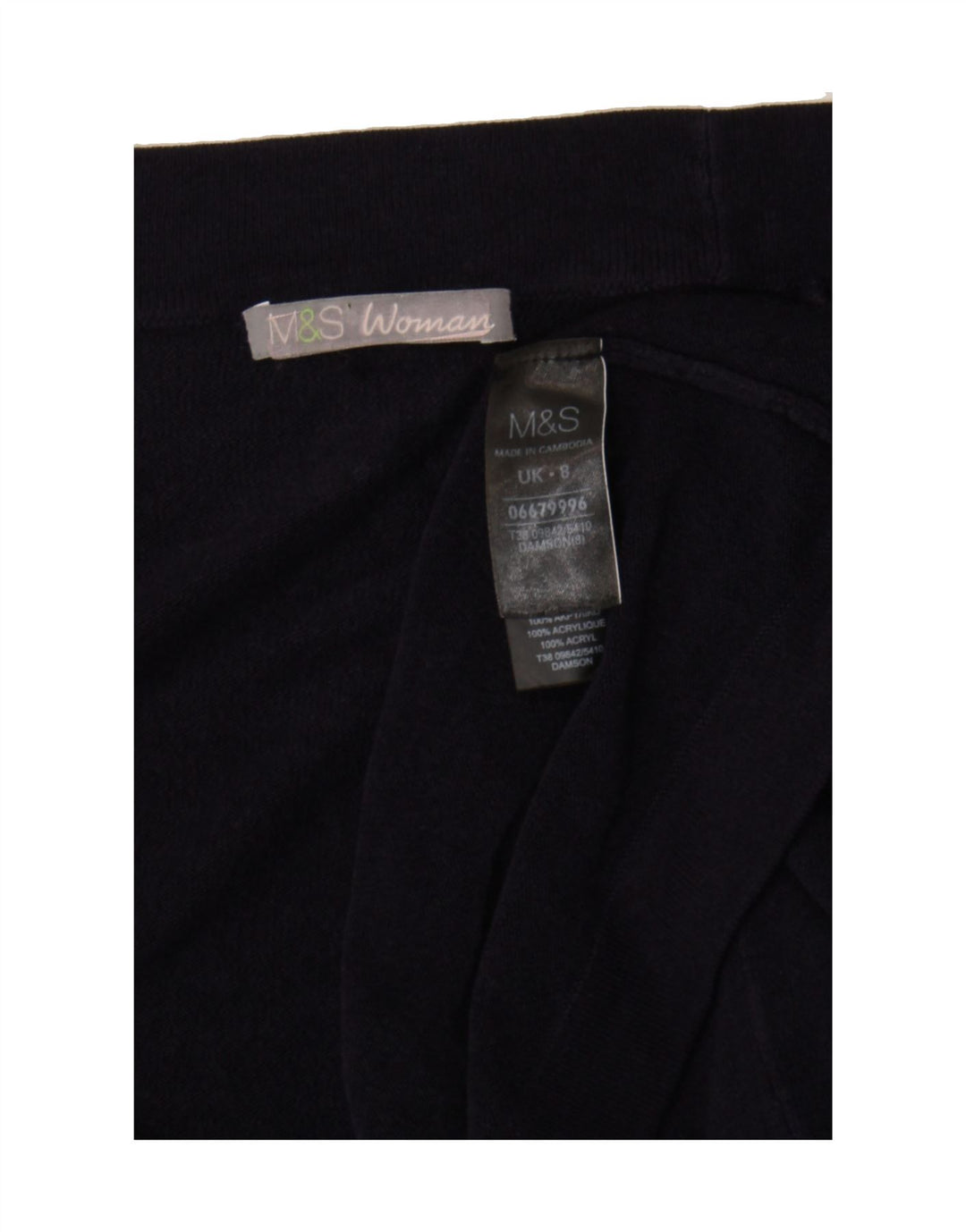 MARKS & SPENCER Womens Open Cardigan Sweater UK 8 Small Navy Blue Acrylic Vintage Marks & Spencer and Second-Hand Marks & Spencer from Messina Hembry 