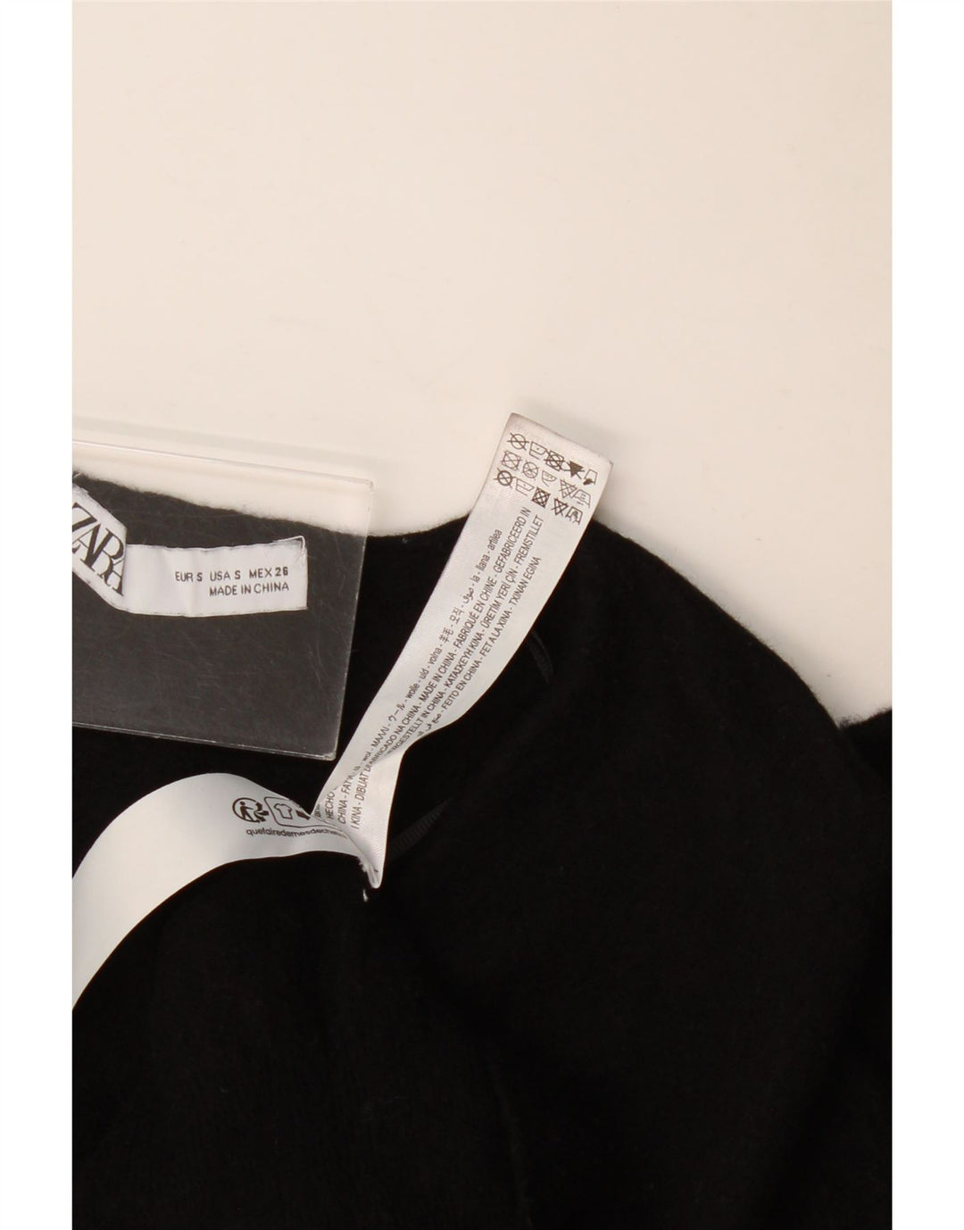 Sweter damski Zara z dekoltem w kształcie litery V, UK 10, mała, czarna wełna