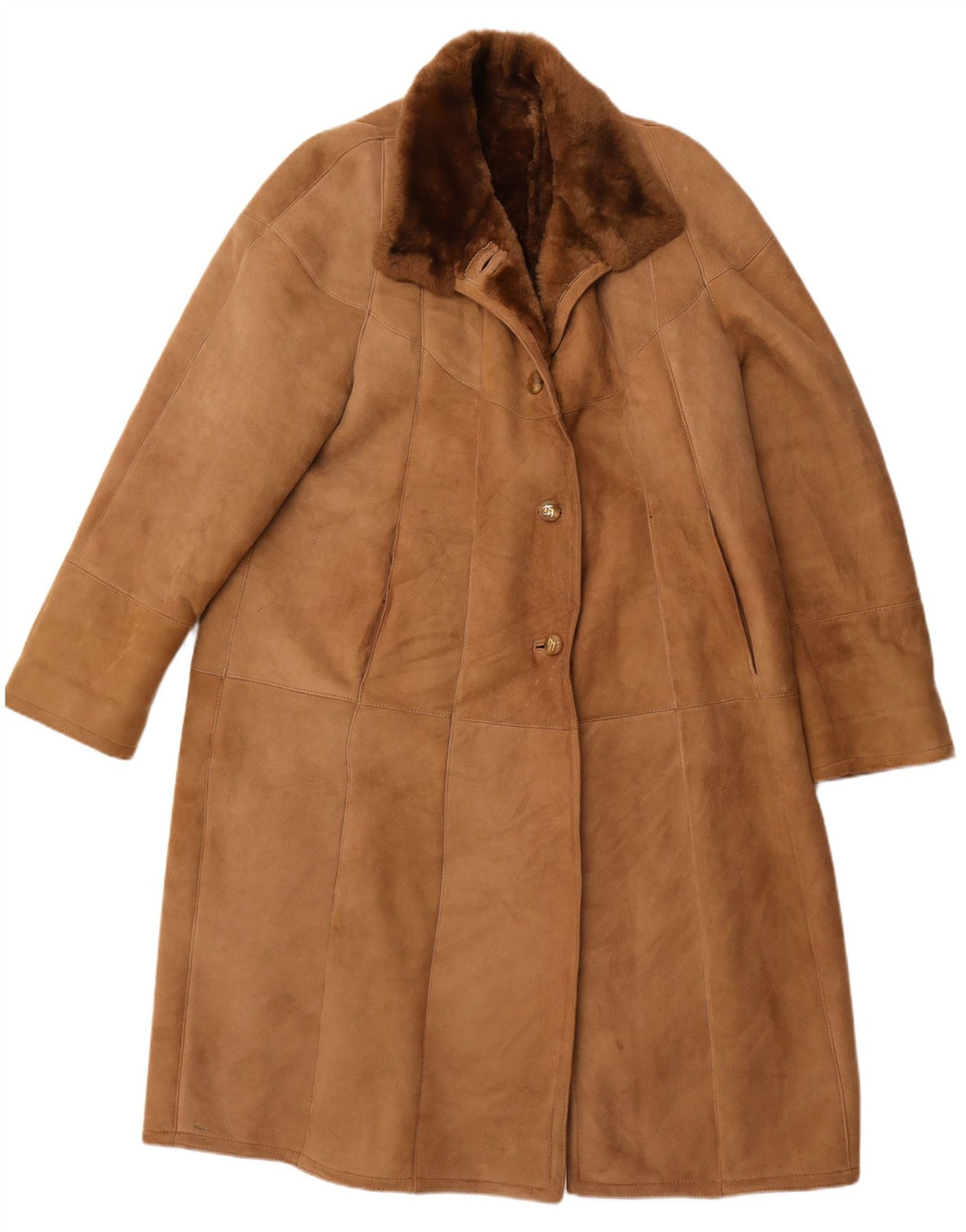 Damski płaszcz z owczej skóry VINTAGE IT 52 2XL Brązowy płaszcz z owczej skóry