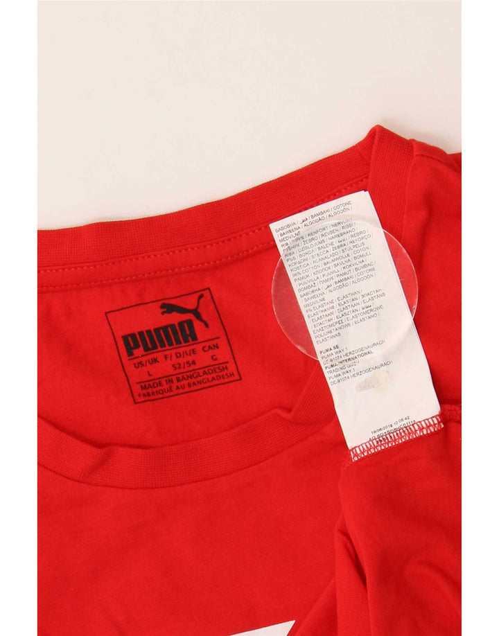 Męski T-shirt z grafiką Puma, duży, czerwony, bawełniany