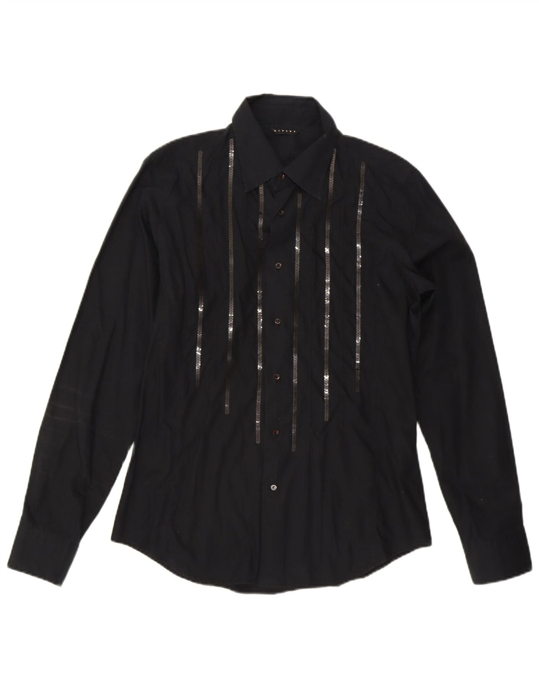 SISLEY Womens Shirt UK 16 Large Black Cotton