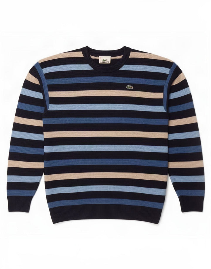 Lacoste Chłopięcy sweter z okrągłym dekoltem 11-12 lat, wielokolorowe paski