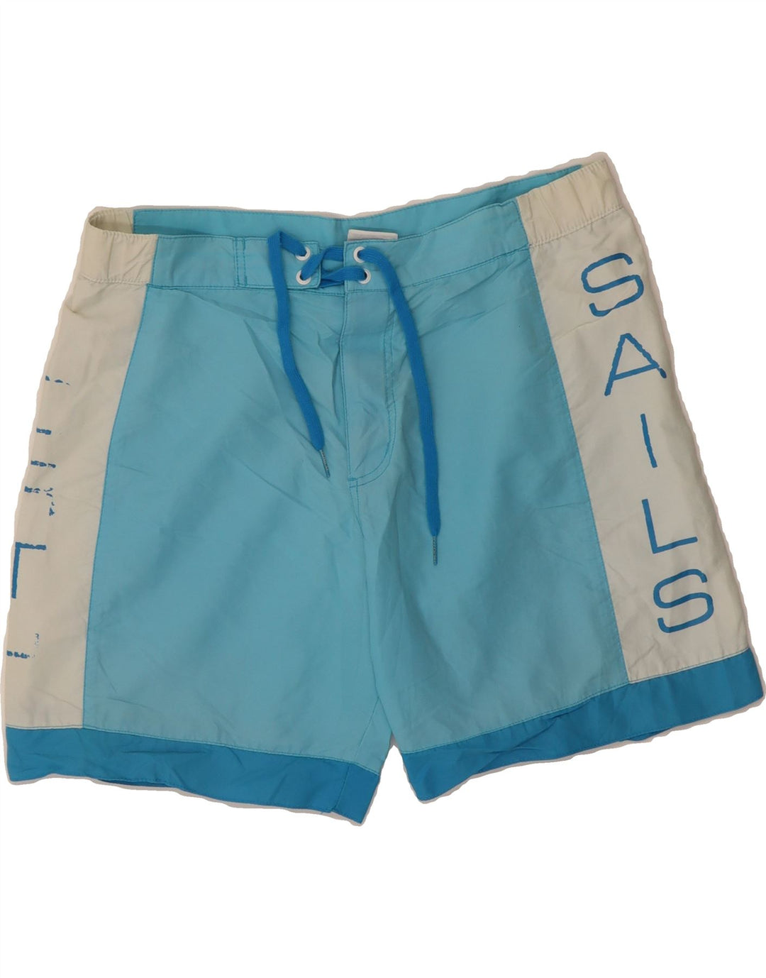 NORTH SAILS Mens Graphic Swimming Shorts Medium  Blue Colourblock Vintage North Sails and Second-Hand North Sails from Messina Hembry 