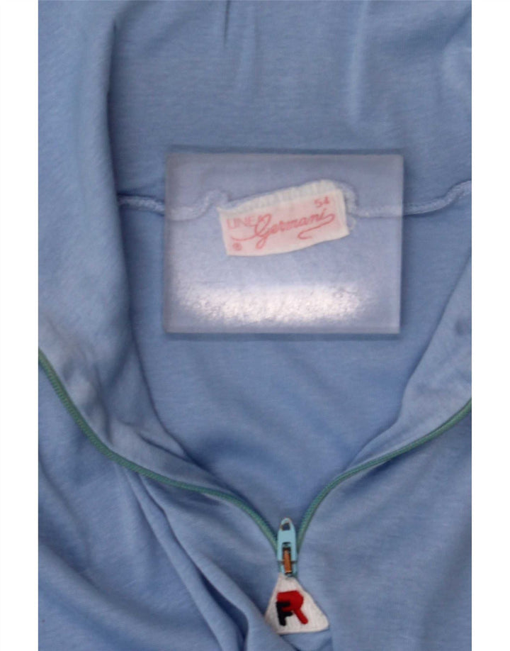 Vintage męski top z zamkiem 1/4 i długim rękawem XL, niebieski