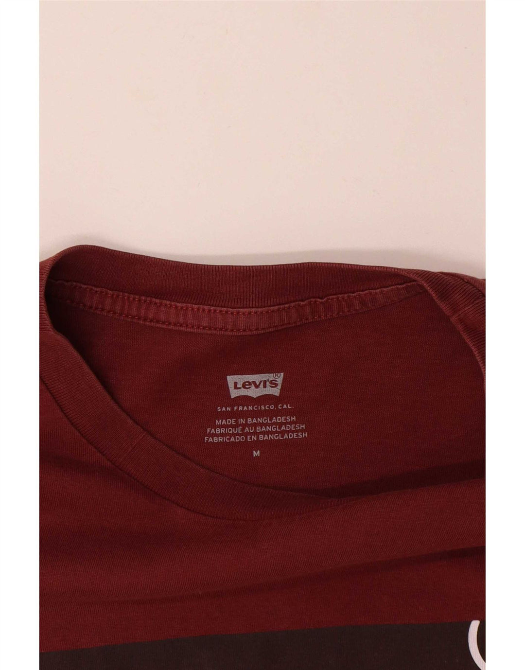 Męski T-shirt z grafiką Levi's Top, średnia, bordowa bawełna