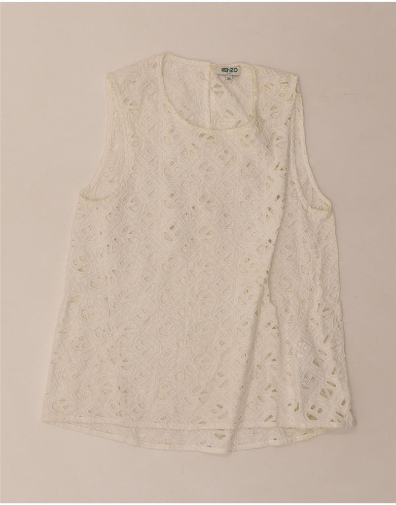 KENZO Womens Sleeveless Blouse Top EU 36 Small White Cotton Vintage Kenzo and Second-Hand Kenzo from Messina Hembry 