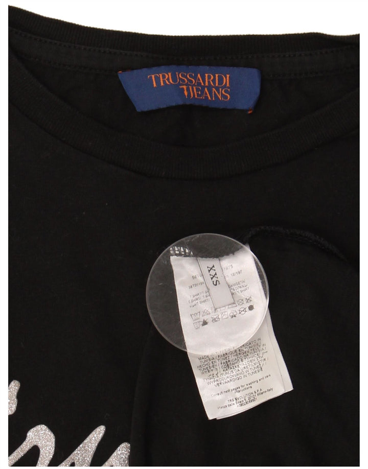 Damska koszulka oversize z grafiką TRUSSARDI JEANS Top UK 2 2XS czarna