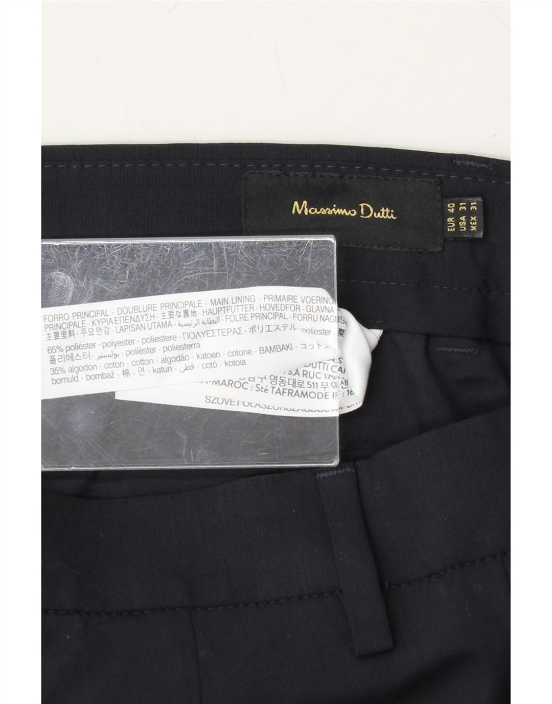 MASSIMO DUTTI Mens Slim Suit Trousers EU 40 Medium W31 L36 Navy Blue Vintage Massimo Dutti and Second-Hand Massimo Dutti from Messina Hembry 