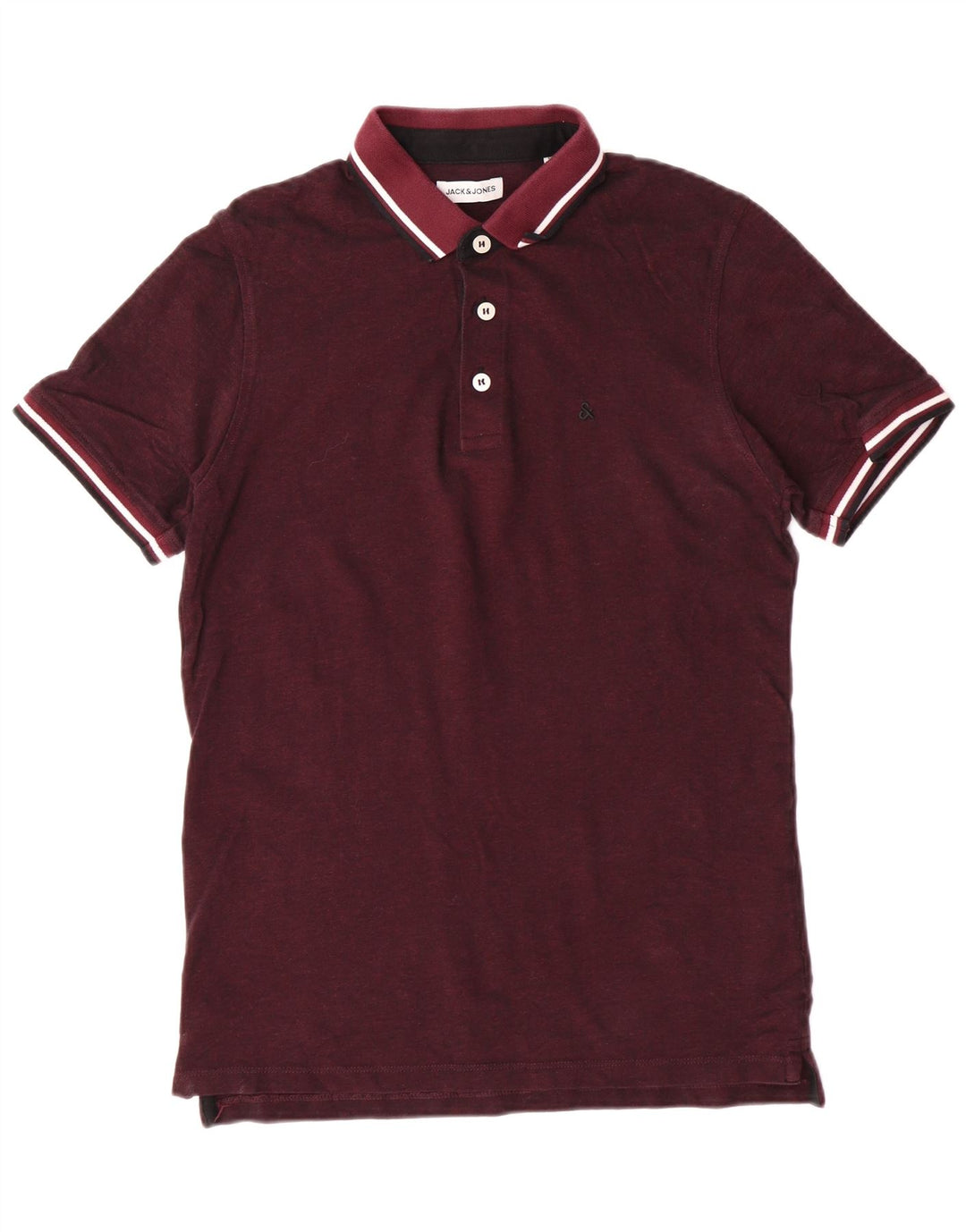Męska koszulka polo z krótkim rękawem Jack & Jones, średnia, bordowa, bawełniana, klasyczna