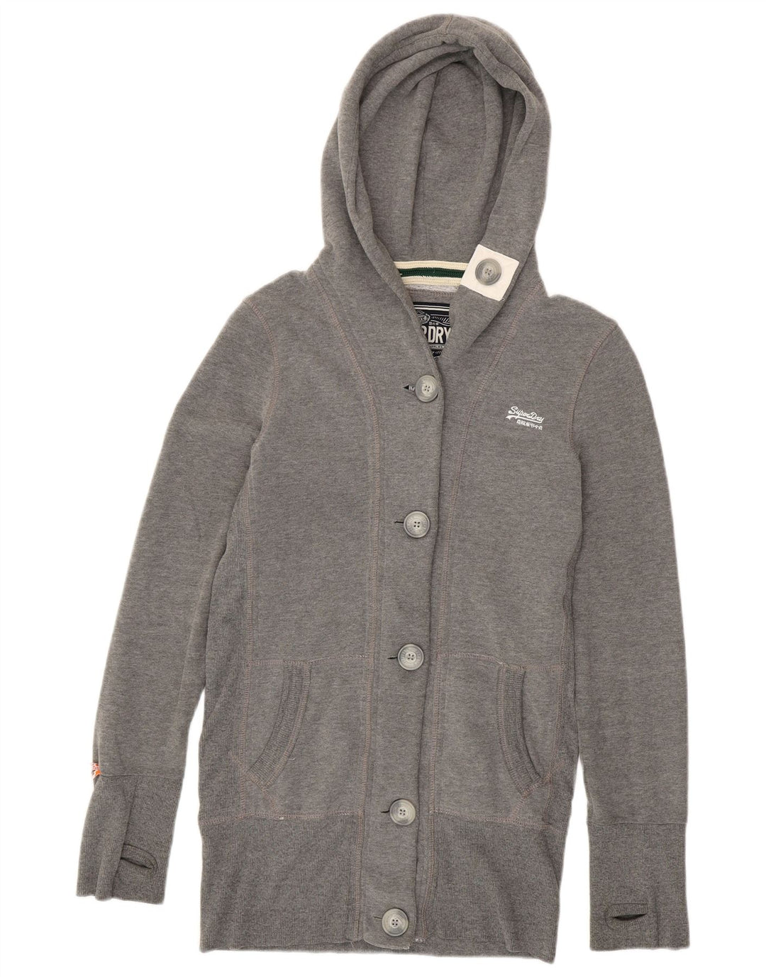 Damska kurtka dresowa z kapturem i kapturem Superdry UK 14, średnia szara bawełna