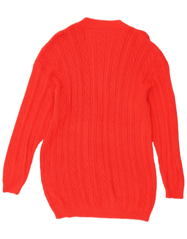 Damski sweter oversize w stylu vintage, o przedłużonym kroju, UK 10, mały, czerwony, bawełniany