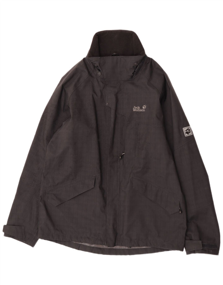 Męska kurtka przeciwdeszczowa Jack Wolfskin UK 40, duża, czarna, poliestrowa