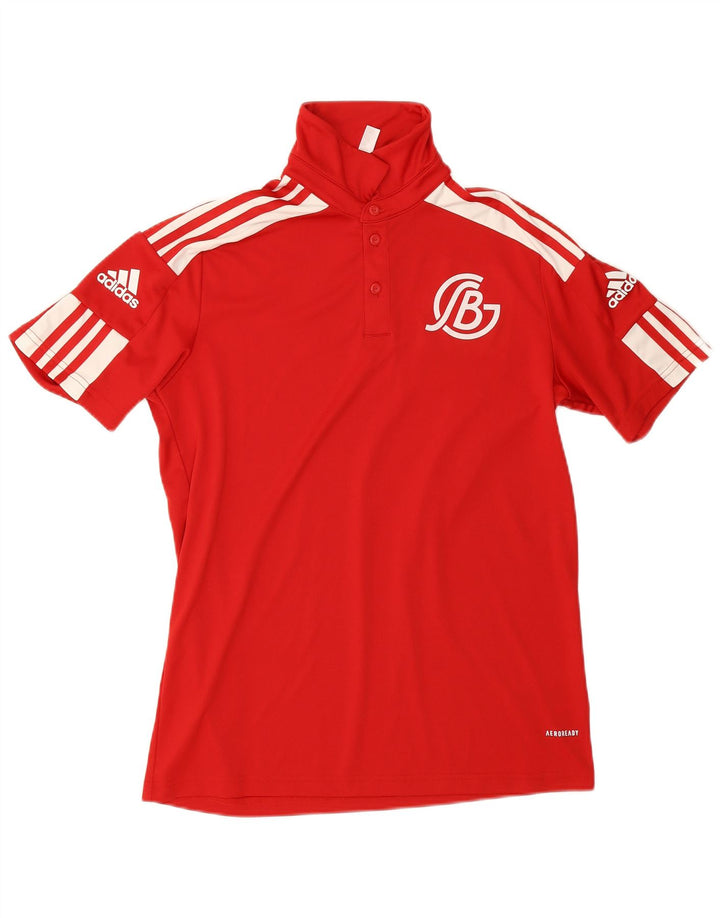 Męska koszulka polo Adidas Aeroready Graphic, mała, czerwona, poliestrowa z blokami kolorów