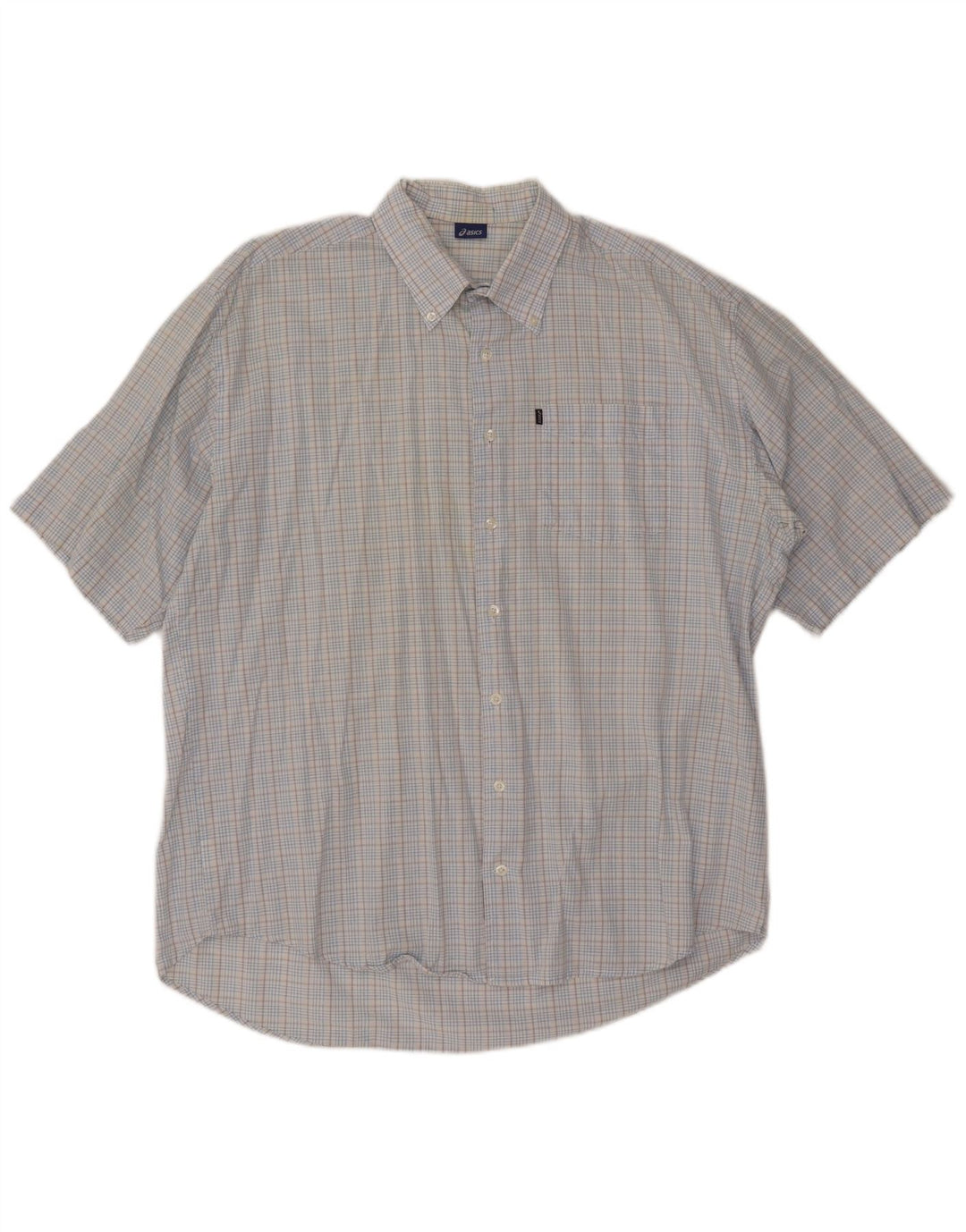 Męska koszula z krótkim rękawem ASICS 2XL, bawełniana niebieska kratka