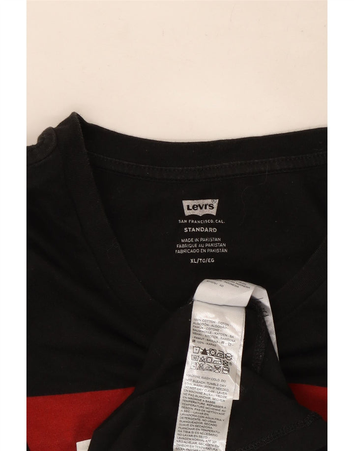 Męska koszulka Levi's o standardowym kroju z grafiką, długim rękawem, XL, czarna, bawełniana
