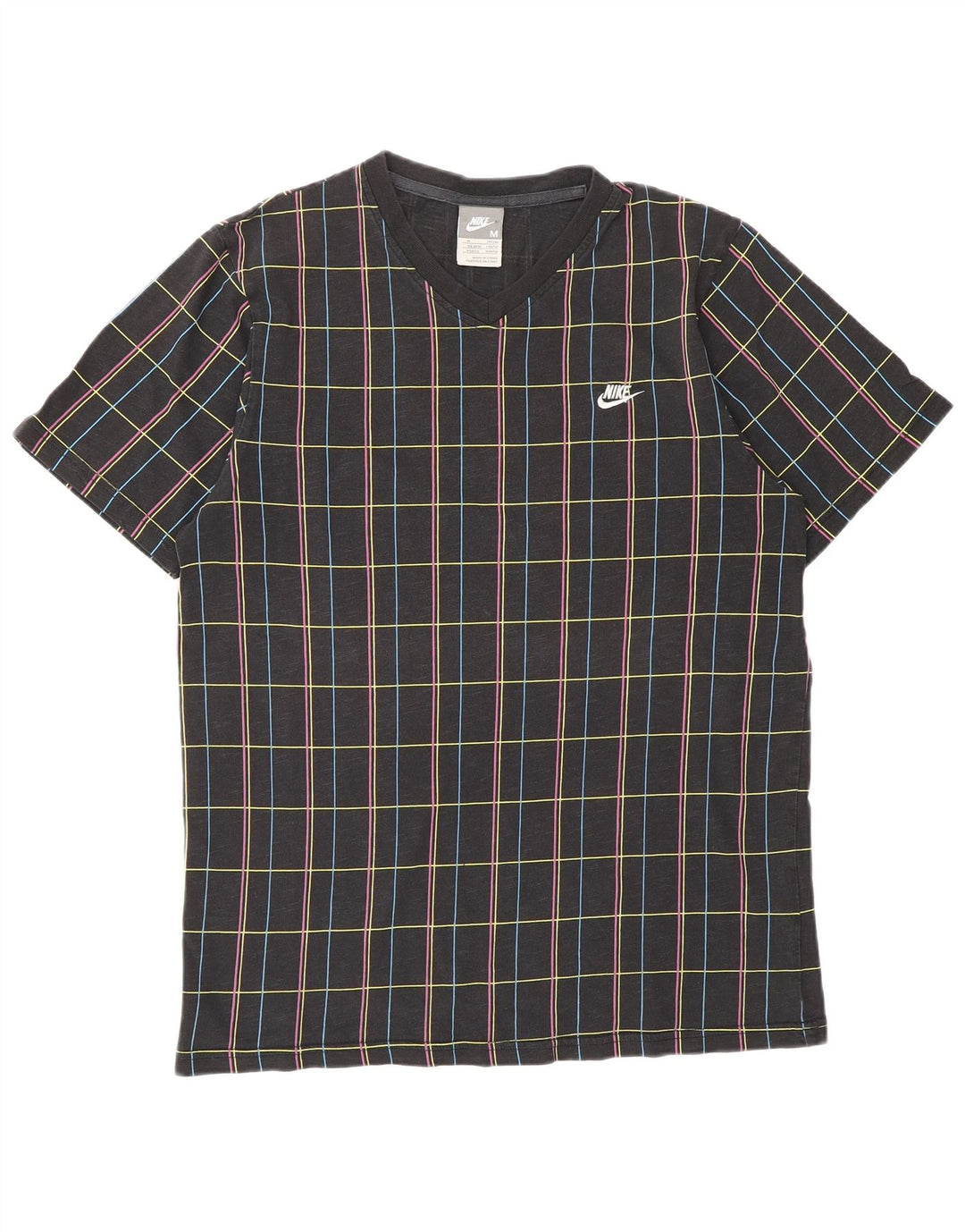 T-shirt męski NIKE Top UK 39/40, bawełniana średnia czarna kratka