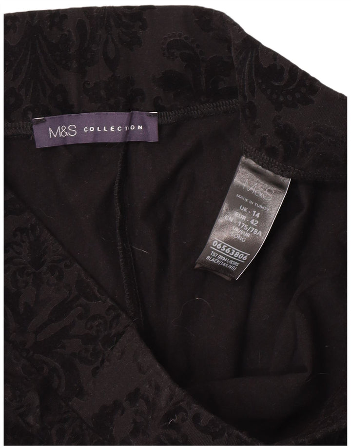 Legginsy damskie Marks & Spencer UK 14, średnie czarne, bawełniane, paisley