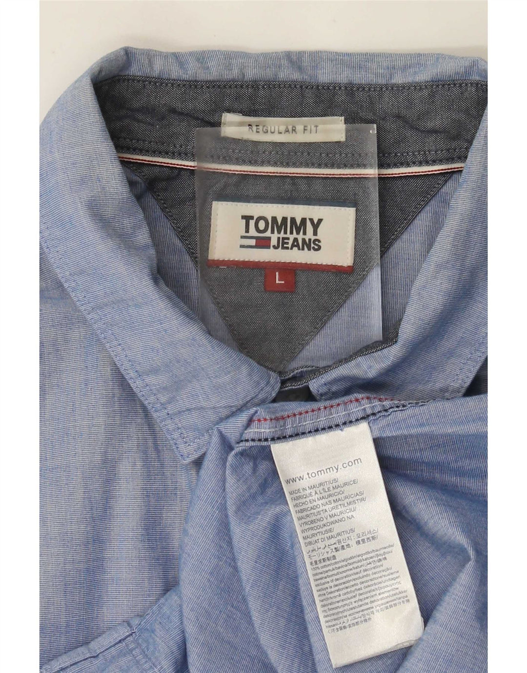 Męska koszula o regularnym kroju Tommy Hilfiger, duża, niebieska, bawełniana