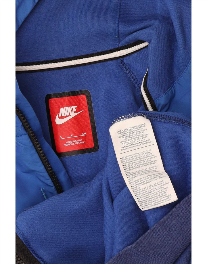Męski sweter z kapturem i zamkiem błyskawicznym Nike, mały, niebieski, bawełniany z blokami kolorów