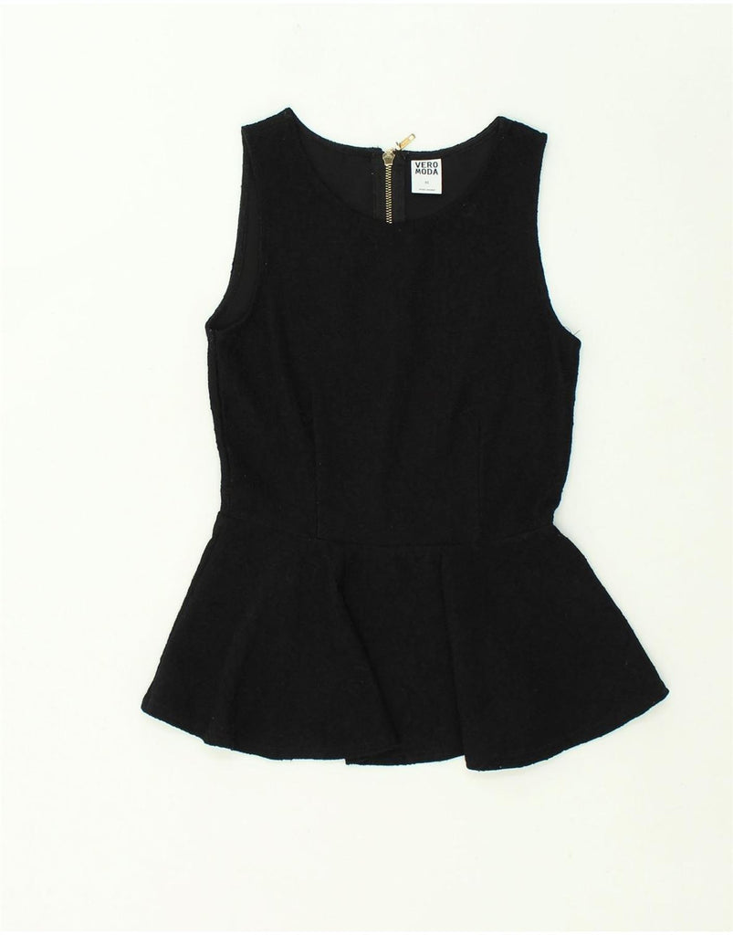 VERO MODA Womens Sleeveless Blouse Top UK 6 XS Black Floral Polyester | Vintage Vero Moda | Thrift | Second-Hand Vero Moda | Used Clothing | Messina Hembry 