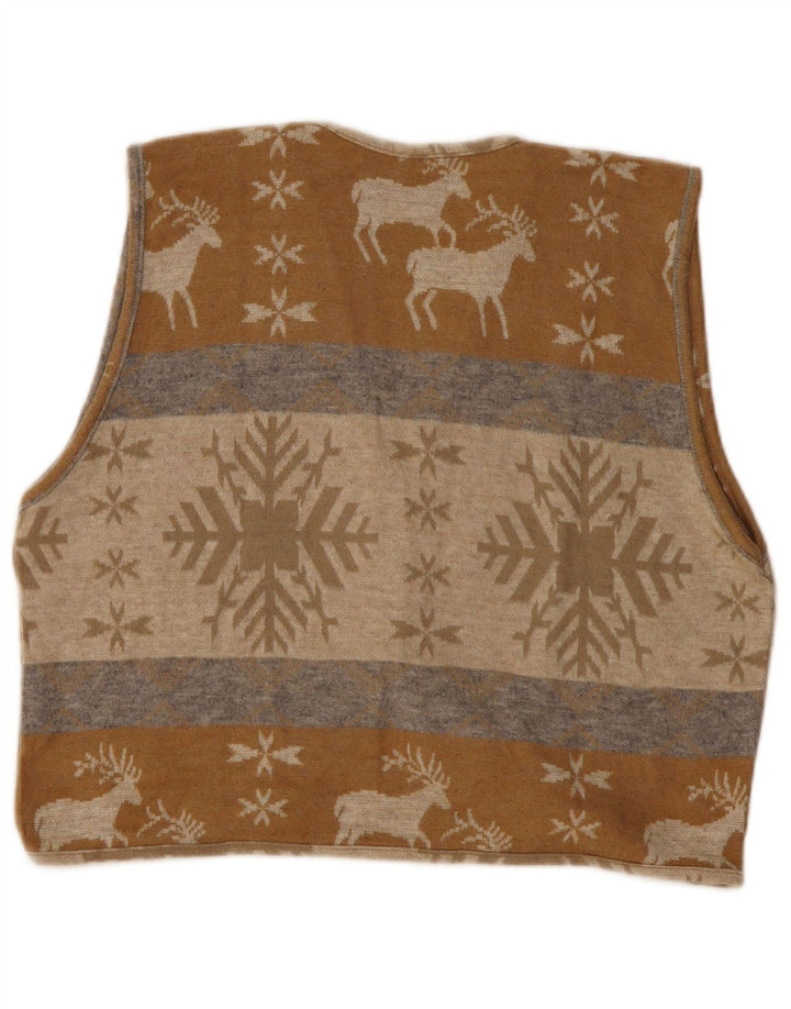 Sweter damski VINTAGE Crop Cardigan UK 14 Medium Beige Fair Isle