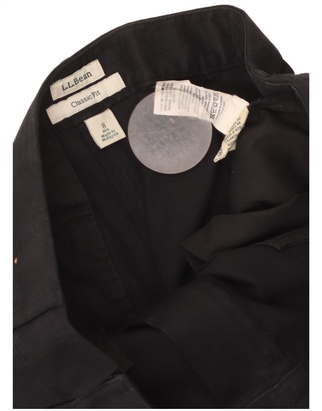 Damskie proste spodnie chino L.L.Bean US 8 Medium W30 L27 Czarna bawełna