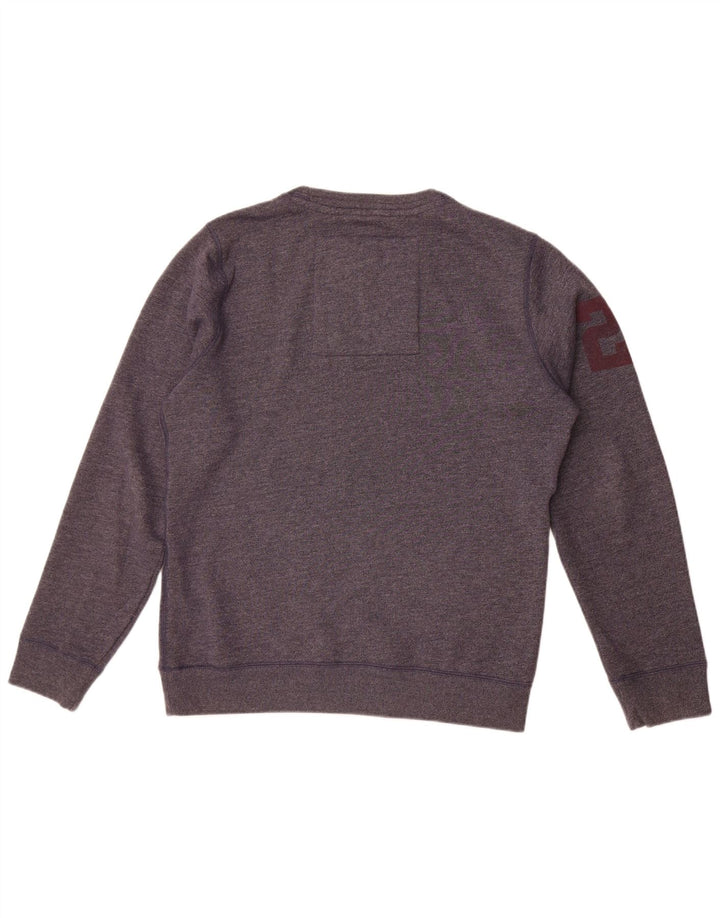 Męski sweter z grafiką Superdry, duży, granatowy, bawełniany w cętki