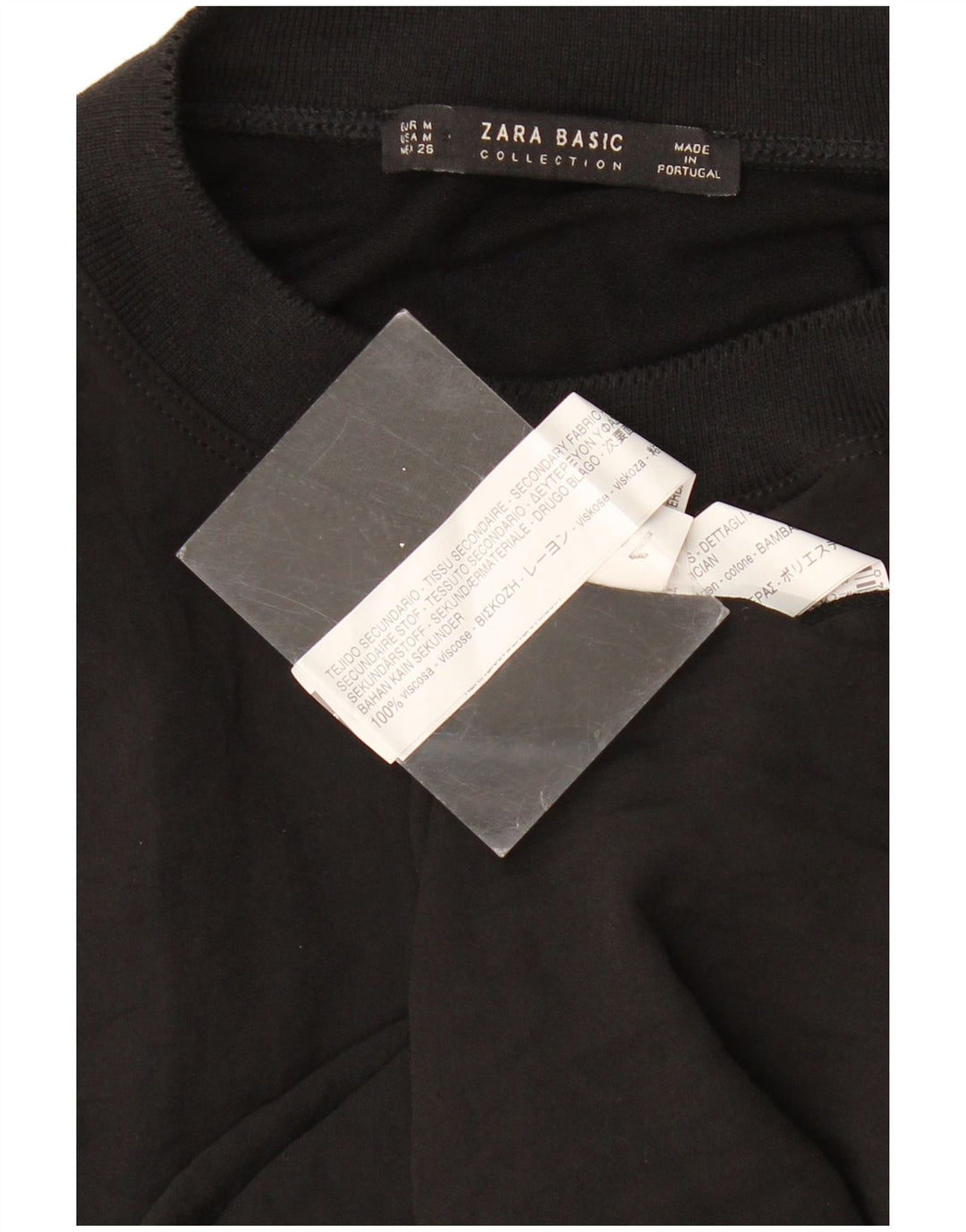 Damska asymetryczna tunika bez rękawów ZARA UK 12, średnia czarna, z blokami kolorów