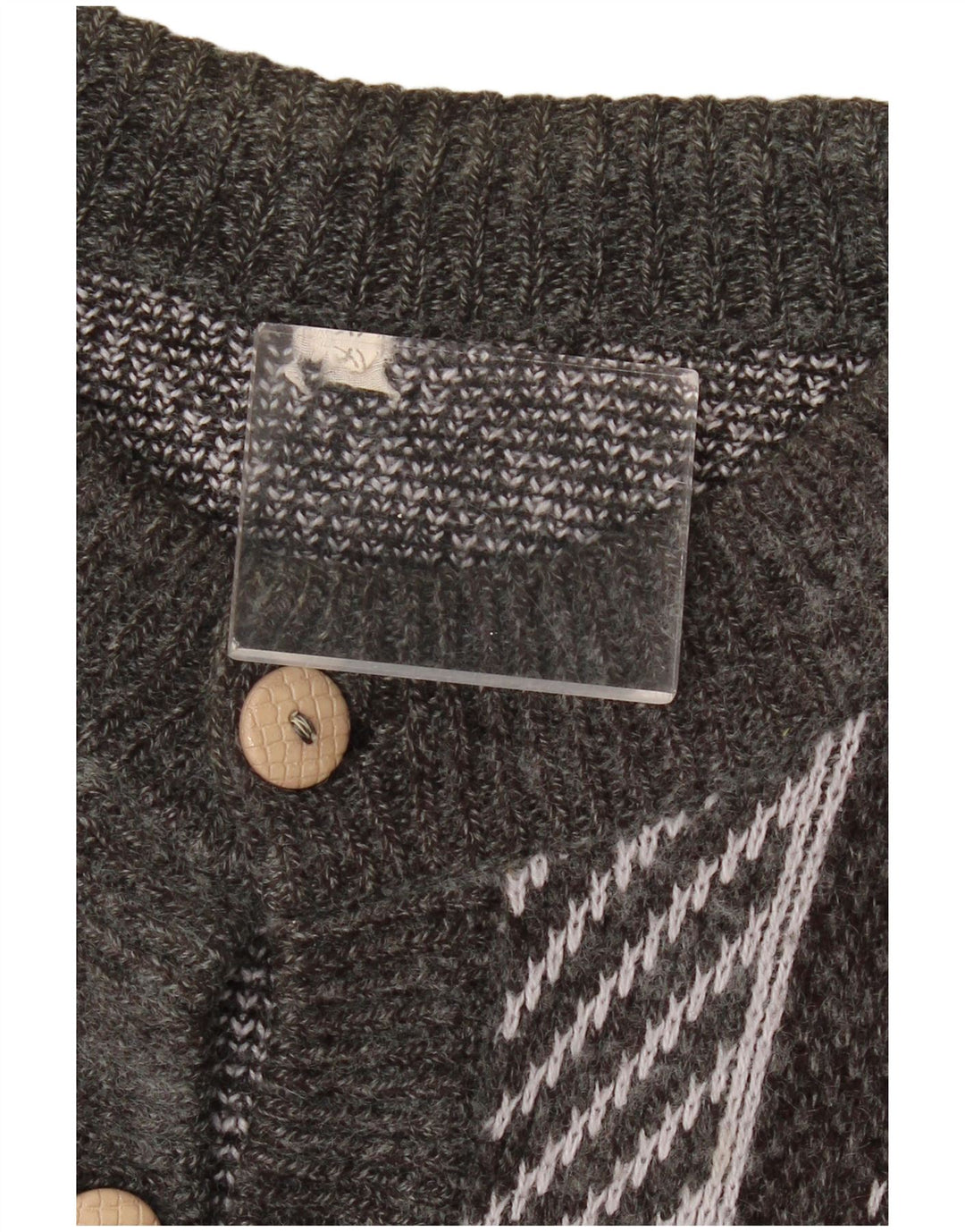 Damski sweter oversize VINTAGE UK 18 XL, szary, geometryczny