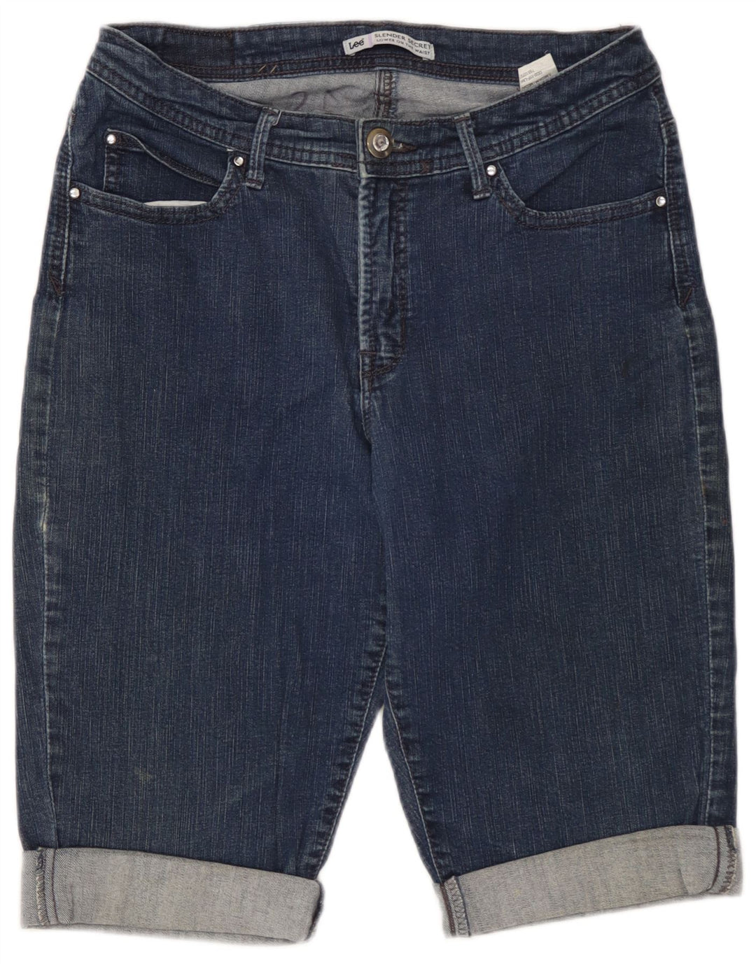 Damskie cienkie spodenki jeansowe LEE Secret US 8 Medium W30 Granatowa bawełna