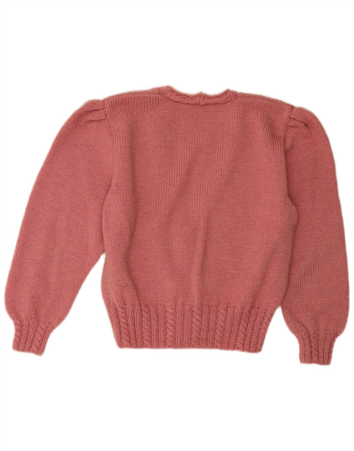 Sweter damski w stylu vintage, UK 14, duży, różowy