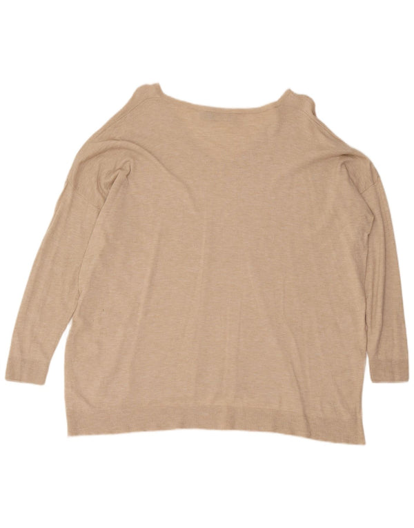 Sweter damski Polo Ralph Lauren, oversize, z dekoltem w kształcie litery V, UK 10, mały beż