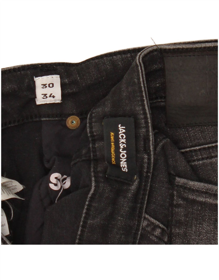 Męskie jeansy typu slim Jack & Jones W30 L34, czarne, bawełniane
