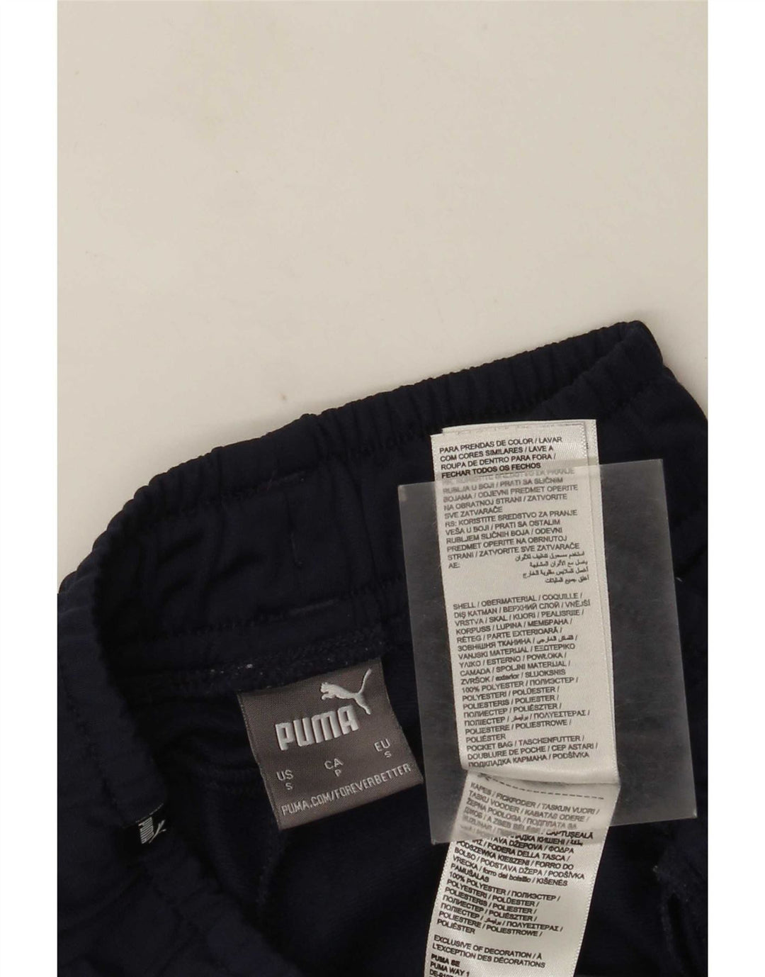 Męskie spodnie dresowe Puma Joggery, małe, granatowe, z blokami kolorów, z poliestru