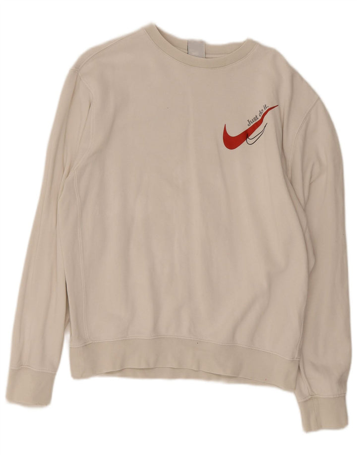 Męska bluza z grafiką Nike, średnia, biała, bawełniana