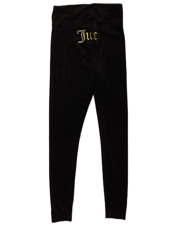 Damskie legginsy Juicy Couture z grafiką welurową UK 12, średni czarny poliester