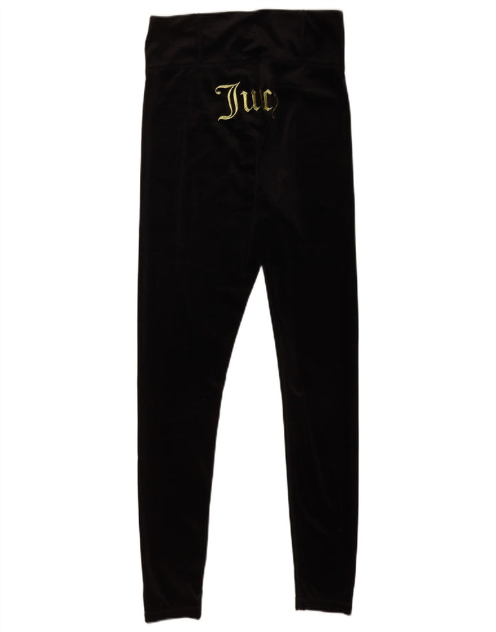 Damskie legginsy Juicy Couture z grafiką welurową UK 12, średni czarny poliester