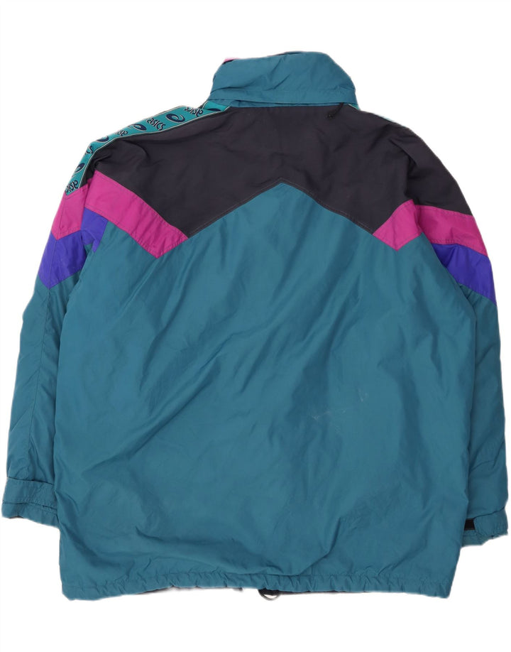 Męska kurtka wiatrówka ASICS UK 42 XL Niebieski poliamid z blokami kolorów
