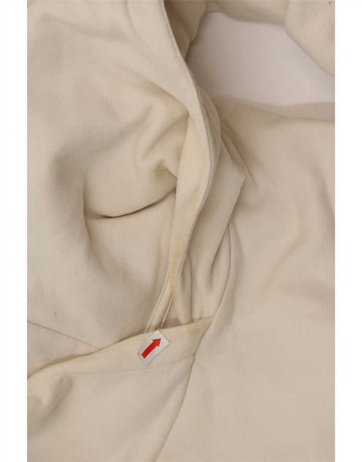 Damski sweter HUGO BOSS z grafiką, oversize, UK 10, mały, w kolorze złamanej bieli