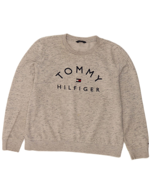 Damska bluza z grafiką Tommy Hilfiger UK 12, średnioszara, nakrapiana