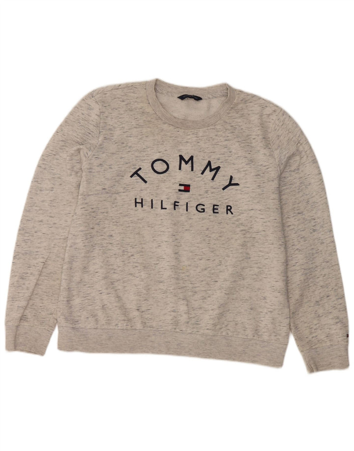 Damska bluza z grafiką Tommy Hilfiger UK 12, średnioszara, nakrapiana