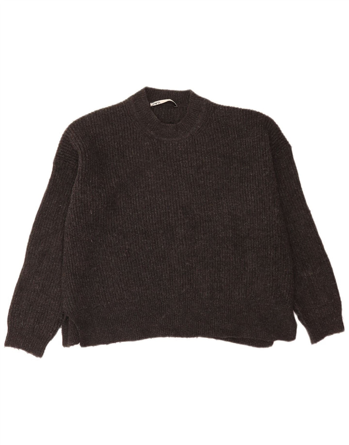 Damski sweter Zara Crop Oversize z okrągłym dekoltem UK 10 Small Grey