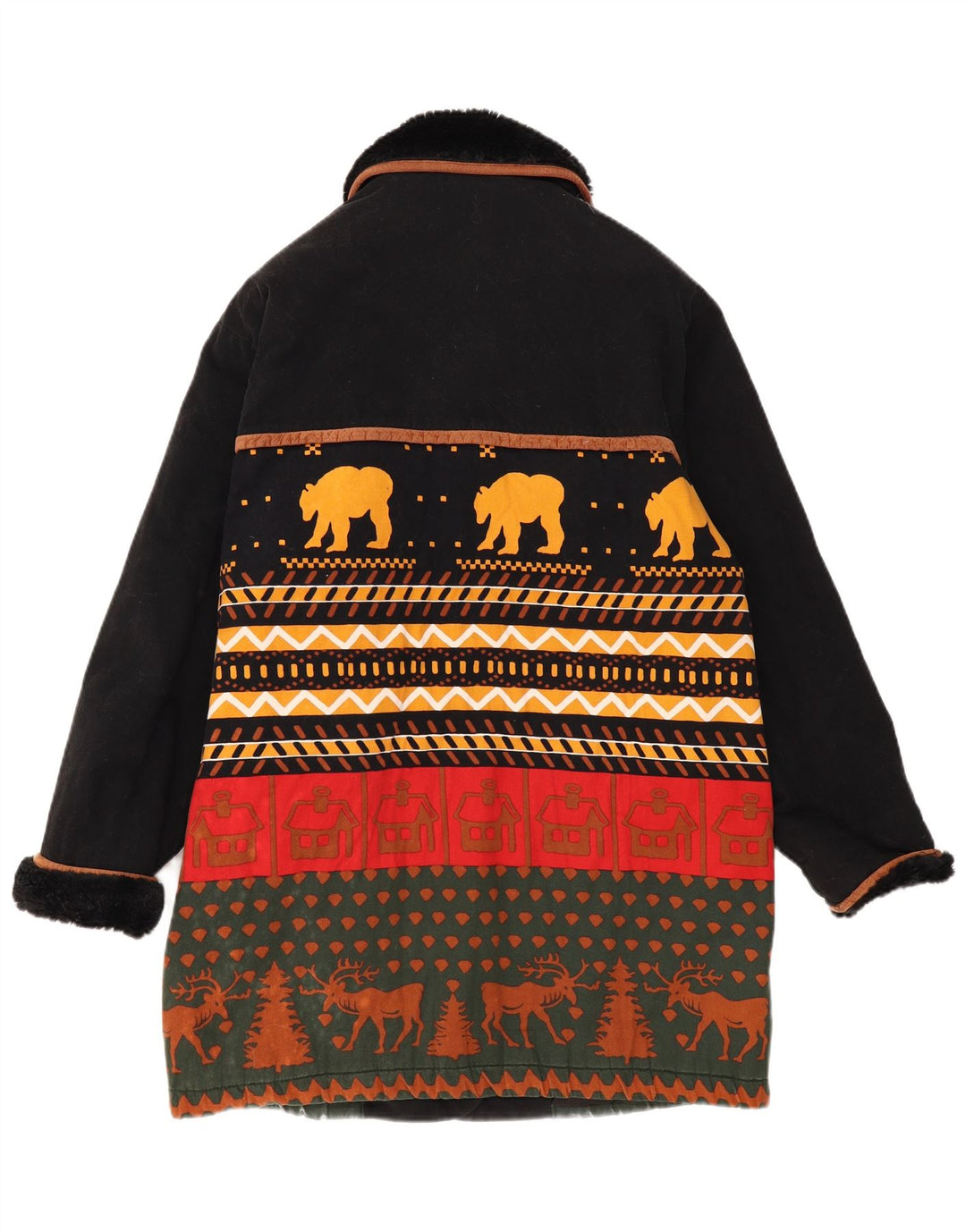Nowy szybki płaszcz damski UK 16 Large Black Fair Isle