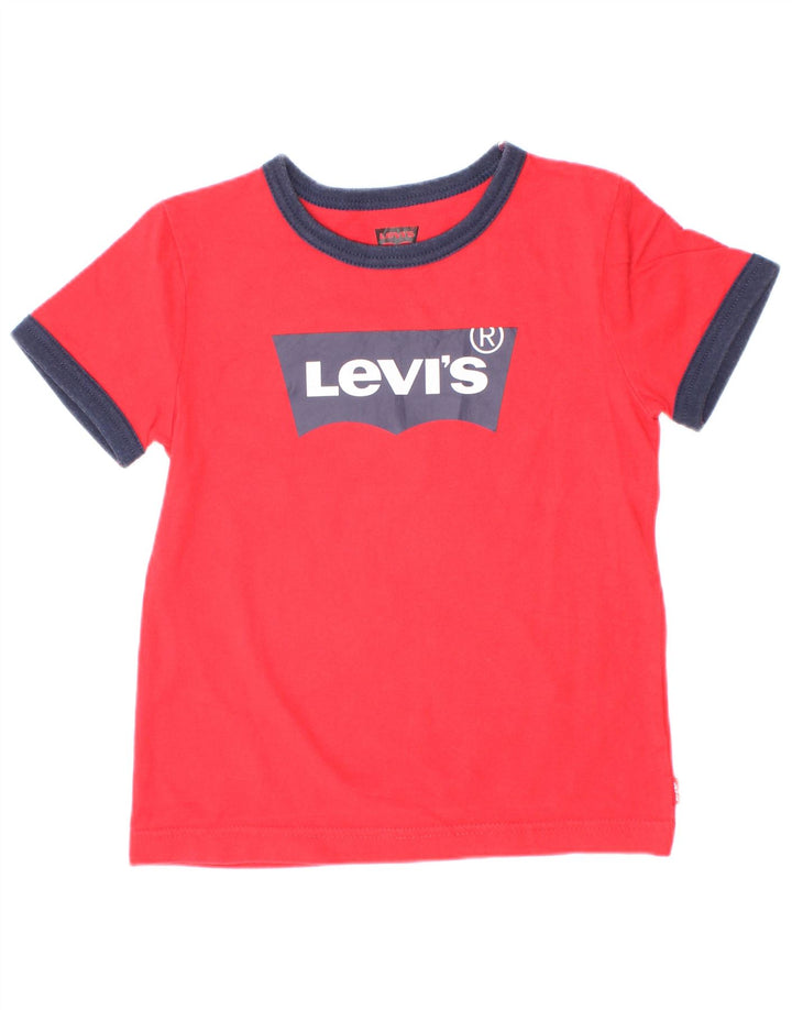 Chłopięcy T-shirt z grafiką Levi's Top 3-4 lata, czerwony, blok kolorów