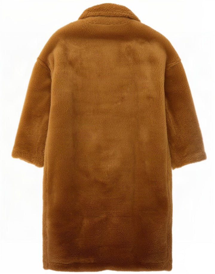 Damski płaszcz oversize Zara Teddy Bear UK 14, średni brązowy poliester