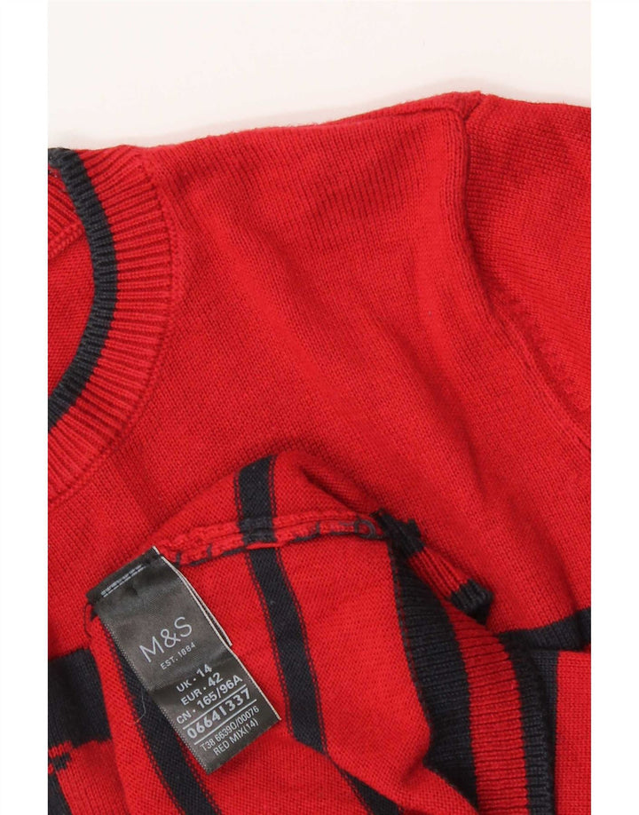Marks & Spencer Damski sweter z okrągłym dekoltem, UK 14, duże czerwone paski