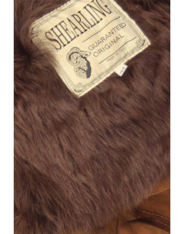 Vintage damski oversize'owy płaszcz z owczej skóry IT 44 średni beż