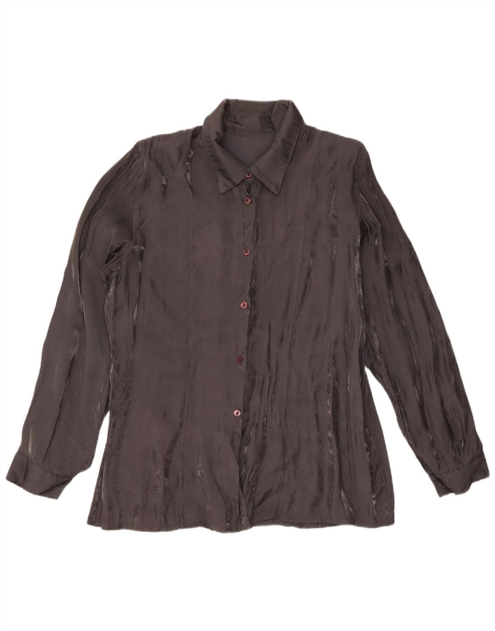 Damska bluzka koszulowa w stylu vintage UK 18 XL Czarna wiskoza